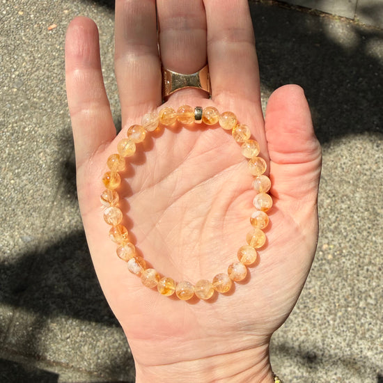 Stone Cache Citrine Gemstone Stretch Bracelet