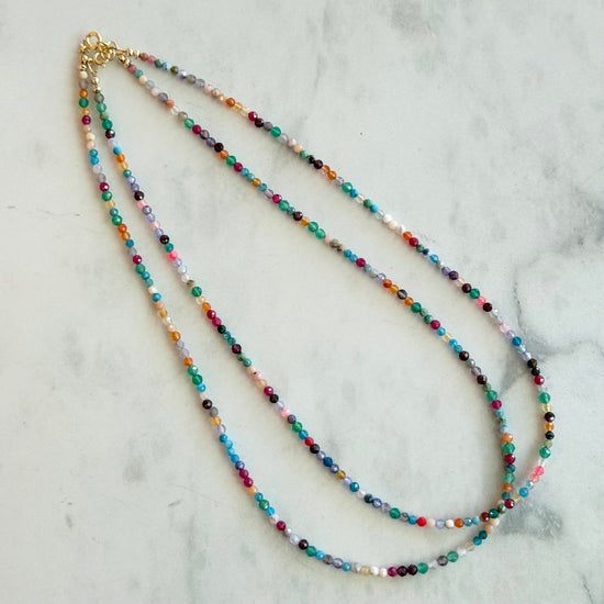 Stone Cache Tiny Mixed Gemstone Candy Necklace