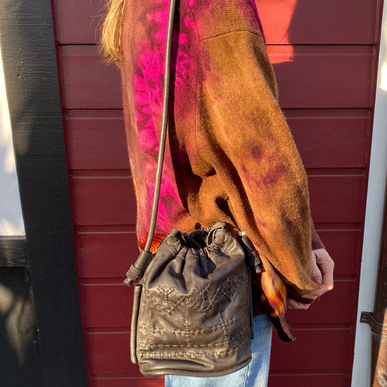 Christian Peau LG Stitched Bucket Bag (chocolate)