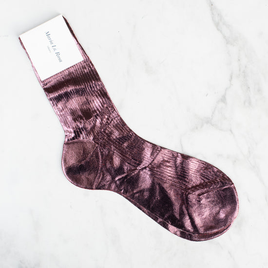 MARIA LA ROSA Ribbed Laminated Socks (Bordeaux)