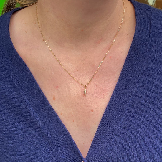 Métier 9k Gold Roma Necklace w/ Pave Diamond Point Plaque