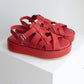 Moma red platform sandal with ankle strap