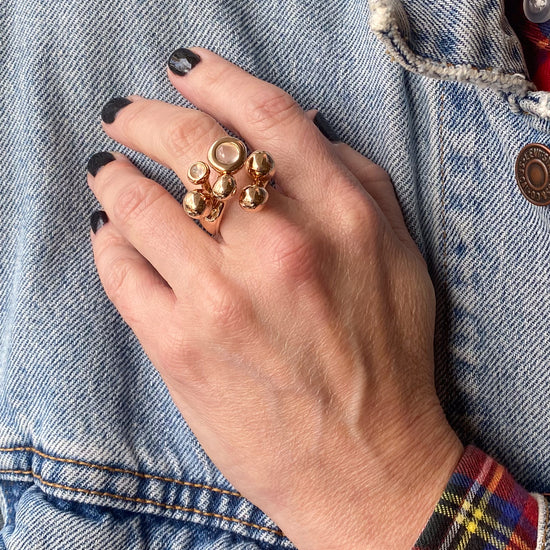 Monica Castiglioni Pistilli 42B Bronze Ring w/Moonstones