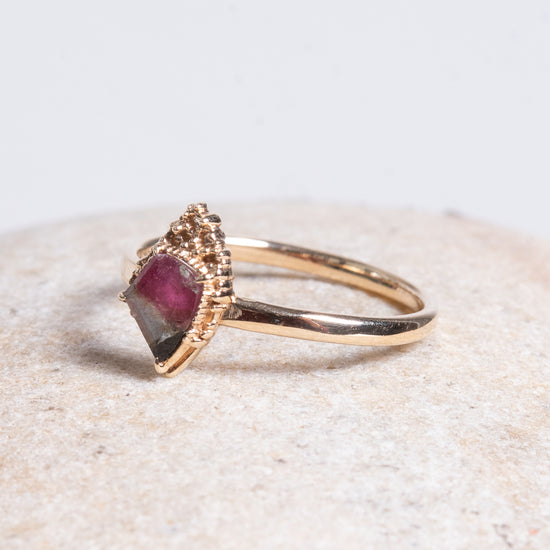 Myacale solid 10k Gold Bicolor Tourmaline Ring