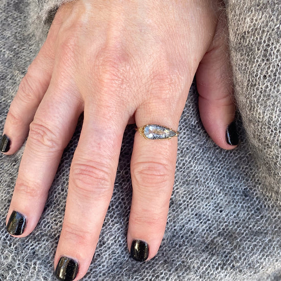 Myacale Aquamarine & Magnetite 10k Gold Ring