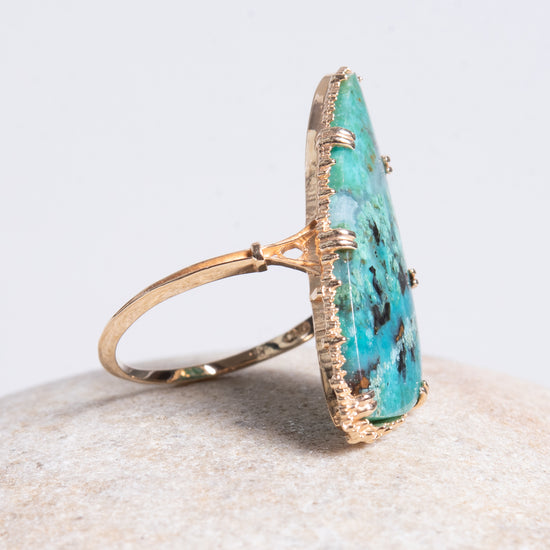 Myacale Solid 10k Gold Chrysocolla Ring