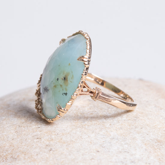 Mycale Large Solid 10K Gold Dendritic Opal Ring