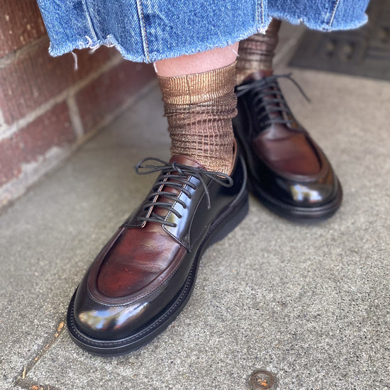 MARIA LA ROSA Ribbed Laminated Socks (flash brown)