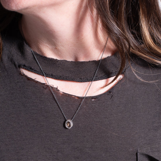Rosa Maria Smokey Quartz & Icy Grey Diamond Silver Necklace