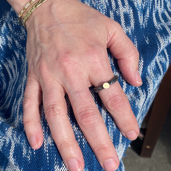 Rosa Maria "Rond" Oxidized Silver, Gold & Black Diamonds ring