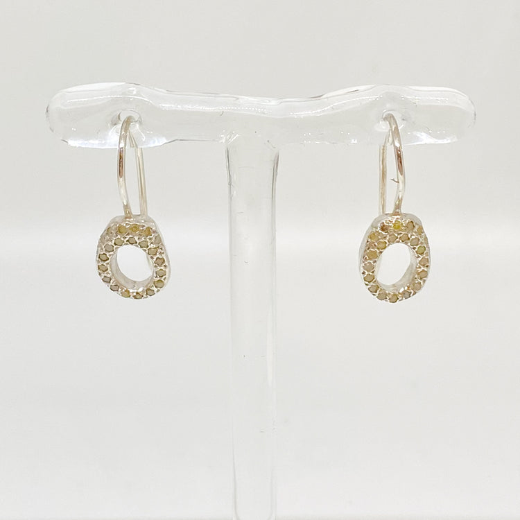 Rosa Maria Sterling Silver Drop earrings with small yellow diamonds