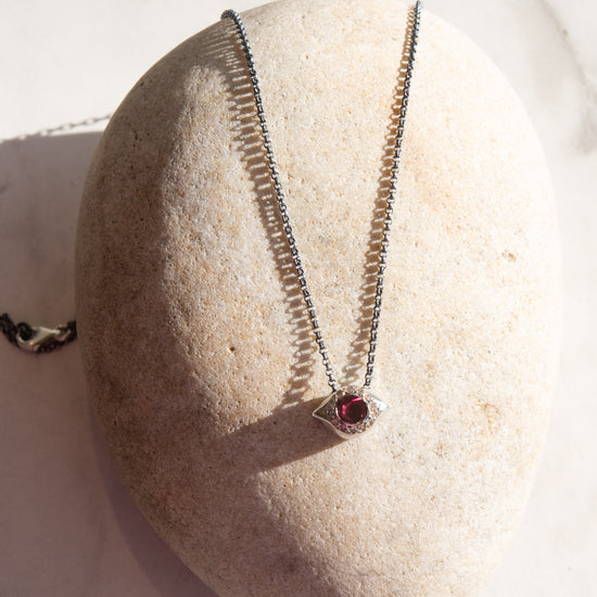 Rosa Maria Rhodolite & Tiny Cognac Diamonds Pendant Necklace
