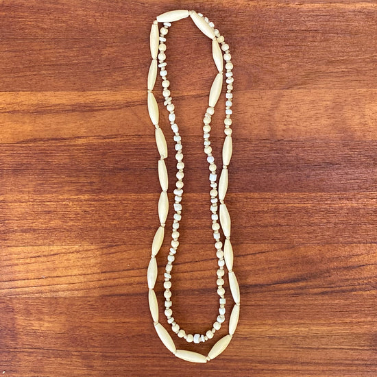 Sarica Hand Knotted Vintage, Handmade Bone Bead Long Necklace 