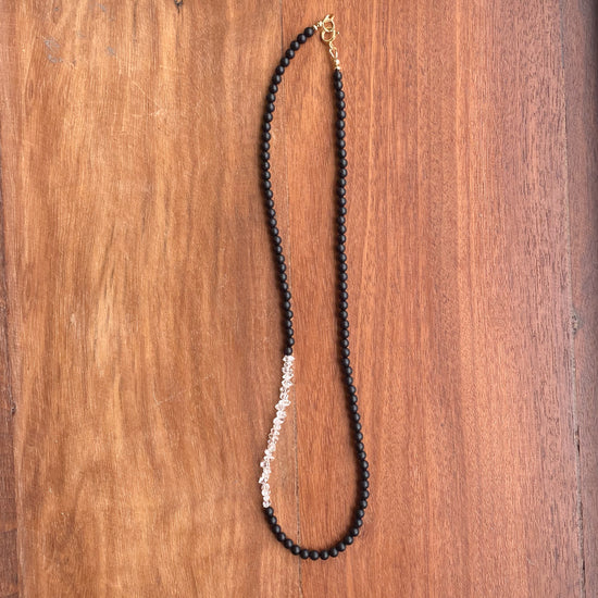 Stone Cache Onyx & Herkimer Diamond Gemstone Necklace