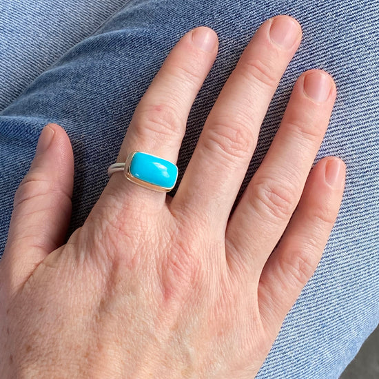 Jamie Joseph  Small Rectangular Sleepy Beauty Turquoise Ring