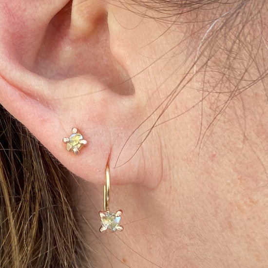 Variance Objects 14k Rose Gold Rose Cut Diamond Drop Earrings