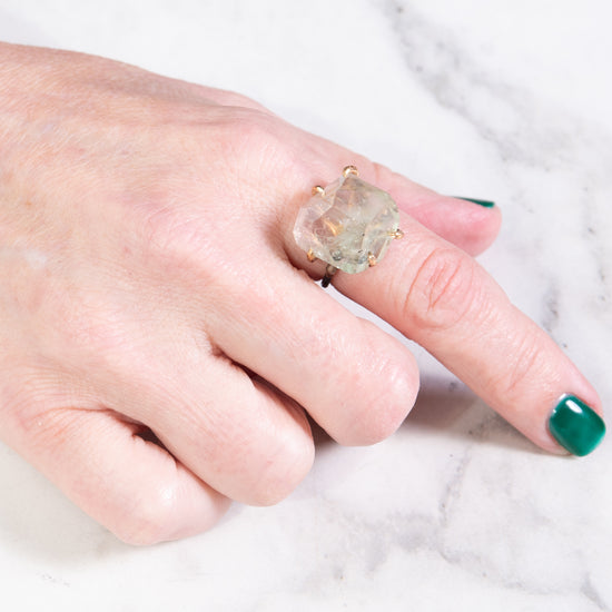 Variance Objects Large Bi Color Tourmaline & Oxidized Silver Ring