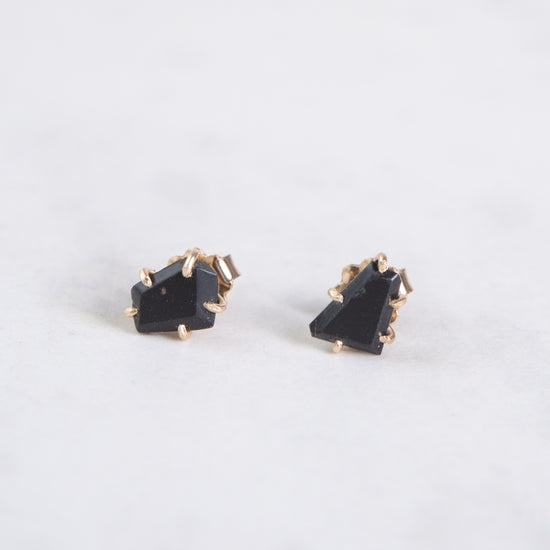 Variance Objects Small Wyoming Black Jade & 14k Gold Stud Earrings