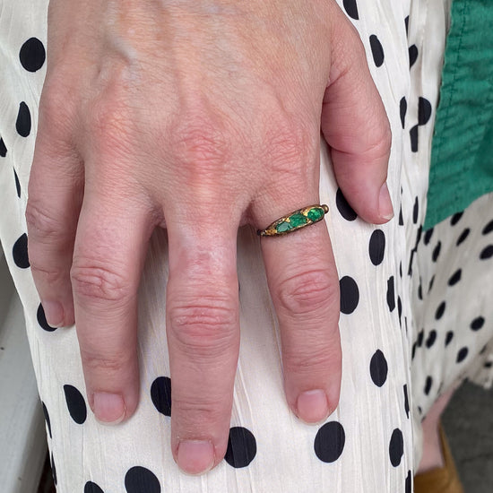 Variance Objects Zambian Emerald Ring W/Oxidized Silver band