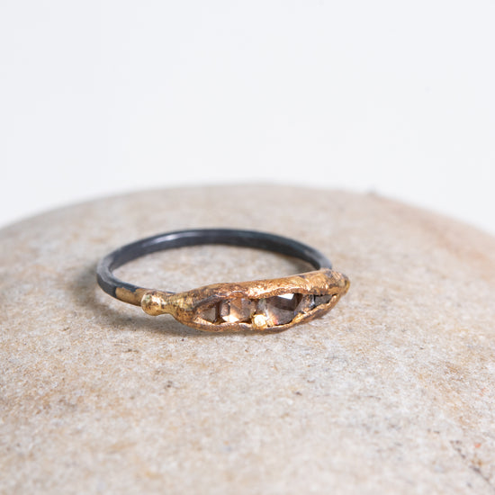 Variance Objects Cognac Rose Cut Diamonds On Oxidized Silver