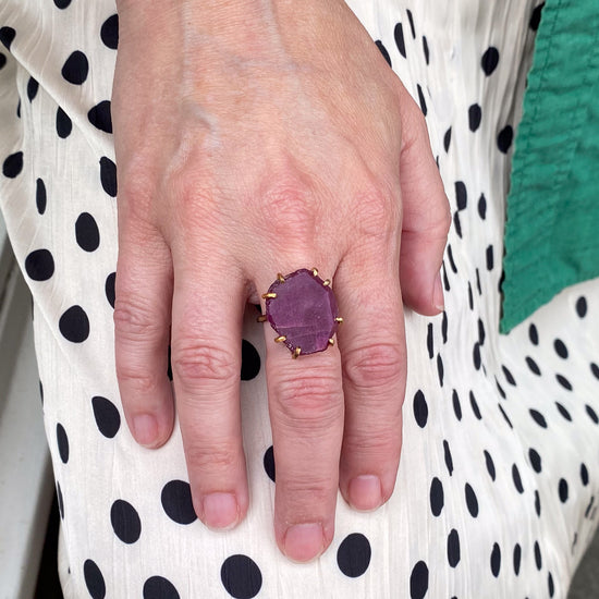 Variance Objects Large Ruby Ring On Oxidized Silver Band