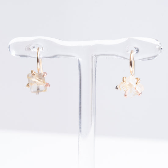 Variance Hand Cut Rutilated Quartz & 14k Gold Hook Earrings