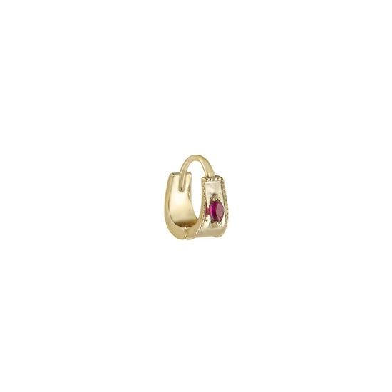 Métier 9k Gold & Ruby Huggie Earring