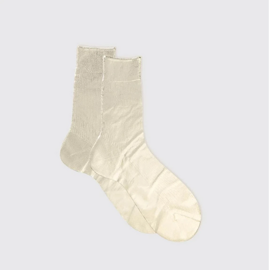 MARIA LA ROSA Ribbed Silk Laminated Socks (platino)