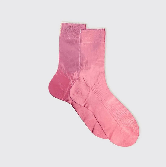 MARIA LA ROSA Ribbed Silk Laminated Socks (rosa antico)