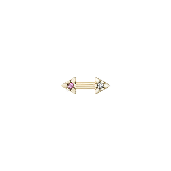 Métier AZ Tiny Pink Sapphire & Diamond 9k Gold Stud SINGLE