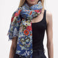 Épice Large Scarf/Stole "Fleur 2" (blues, multi)