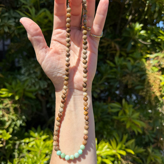 Stone Cache Fossilized Wood & Turquoise Necklace