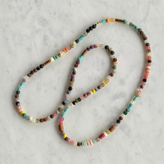 Stone Cache Earthy Mixed Gemstone Necklace