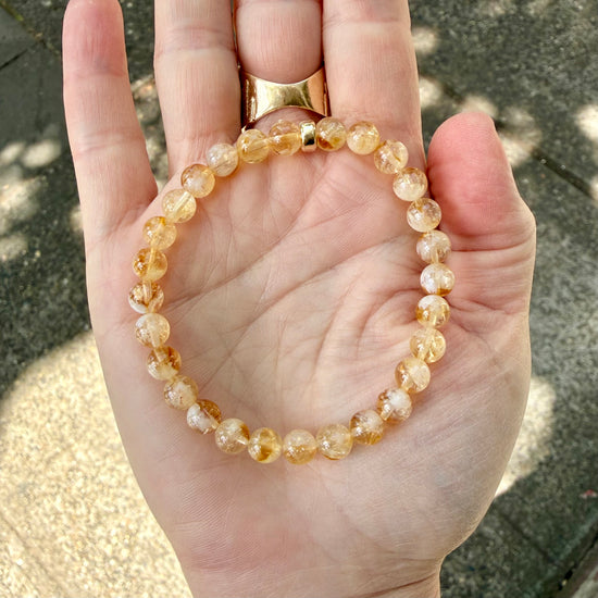 Stone Cache Citrine Gemstone Stretch Bracelet