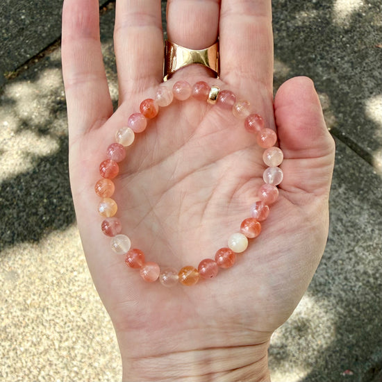 Stone Cache Pink Botswana Agate Gemstone Stretch Bracelet