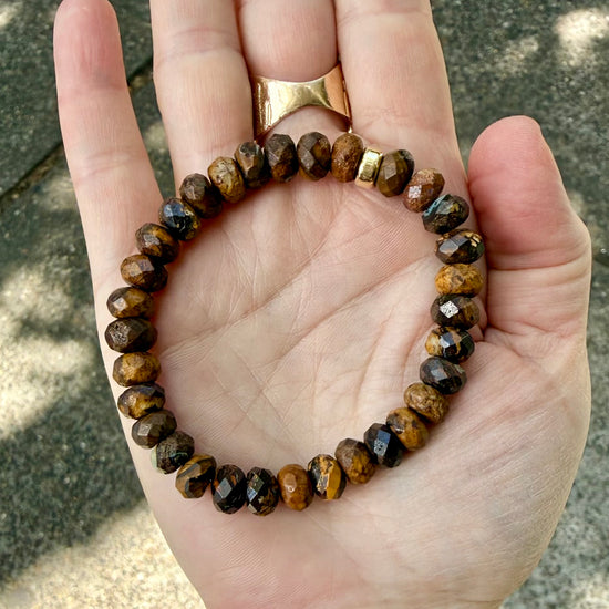 Stone Cache Boulder Opal Gemstone Stretch Bracelet