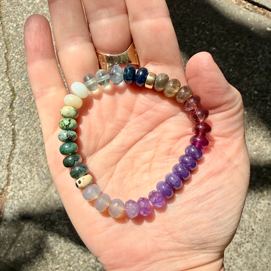 Stone Cache "Moody Jewel Tones" Gemstone Stretch Bracelet