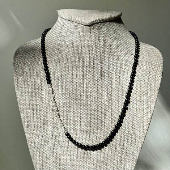 Stone Cache Matte Onyx & Herkimer Diamond Gemstone Necklace