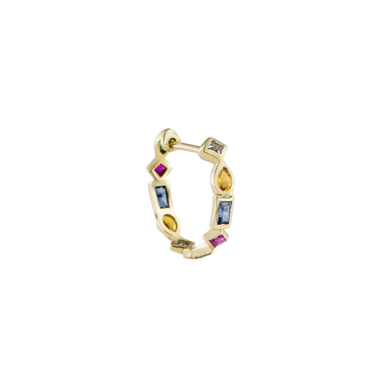 Métier Rainbow Mixed Cut Gemstone 9K Gold Hoops