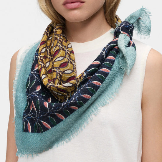Épice Wool/Silk Small Square Scarf (blue, ochre...)