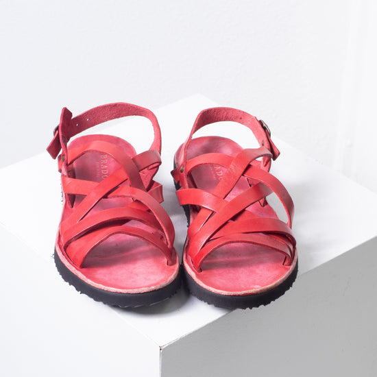 Brador Strappy Sandal w/low Rubber Wedge (red) ON SALE!