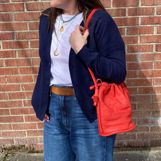 Christian Peau Small Stitched Bucket Bag (vermillion)