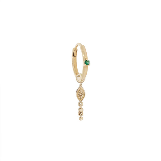 Métier 9k Gold Round Clicker Hoop w/Emerald & Dala Marquis Plaque
