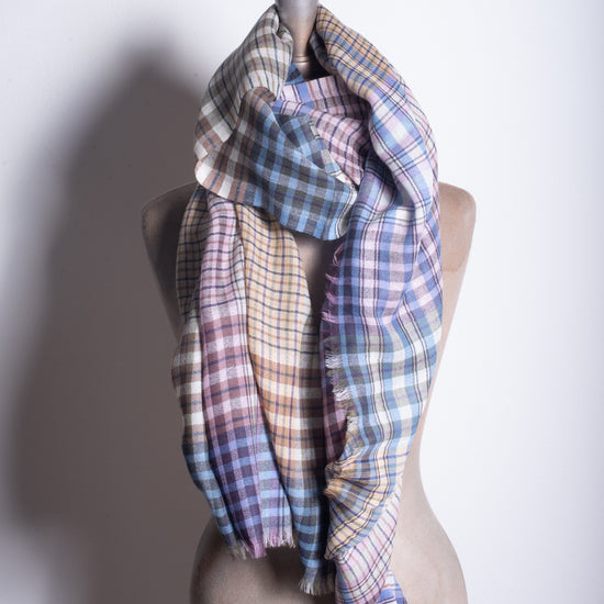 Épice Wool Scarf/Stole "2526" Check "Smoke"