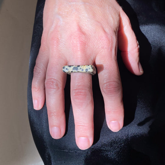 Hinge Design Slim Dalmation Jasper Ring