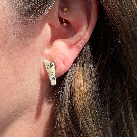 Hinge Designs Dalmation Jasper Sterling Silver Studs
