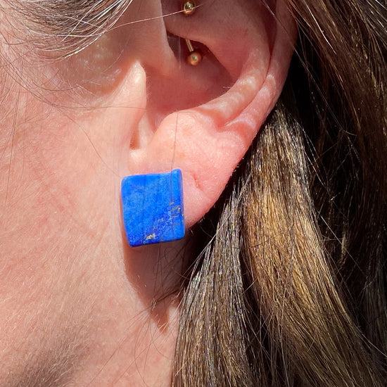 Hinge Designs Large Lapis Stud Earrings