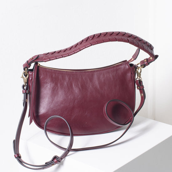 Il Bisonte "Trama" Braided Shoulder Bag (Bordeaux)
