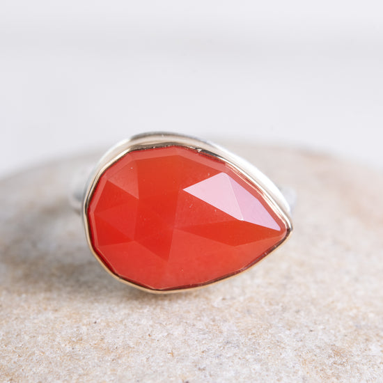 Jamie Joseph Tear Shaped Orange Chalcedony Ring
