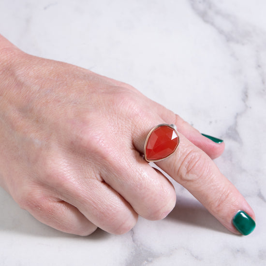Jamie Joseph Tear Shaped Orange Chalcedony Ring